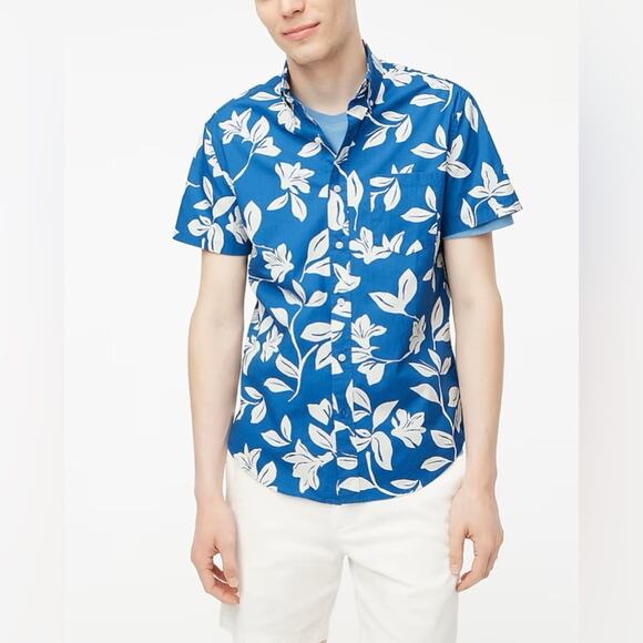 NWT J. Crew Short-Sleeve Printed Flex Casual Shirt (size L) - Picture 1 of 6